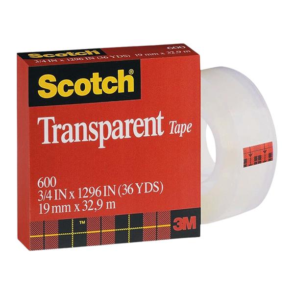 Scotch Transparent Tape 1 in Core 3/4 in x 1296 in 1/PK