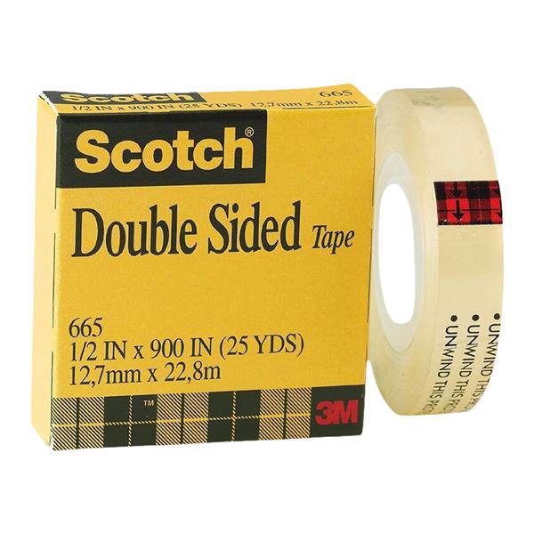 Scotch 665 Permanent Double-Sided Tape 1/2" x 900" 1/PK