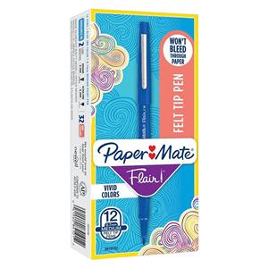 Flair Porous-Pt Pen Medium Point 1.0 mm Blue 12/Pk