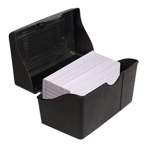 Plastic Card File 3 in x 5 in 250-Card Capacity Black 1/PK