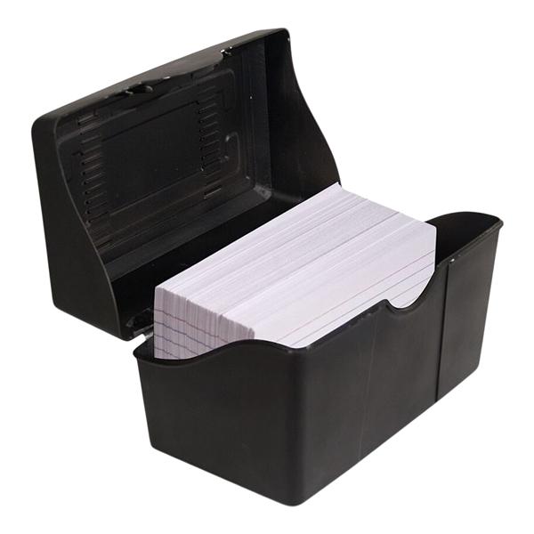 Plastic Card File 3 in x 5 in 250-Card Capacity Black 1/PK