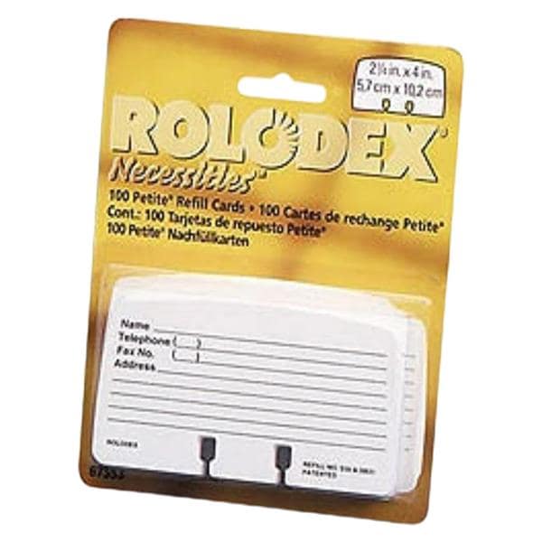 Rolodex Card File Refills Ruled 2 1/4 In X 4 In White 100/Pack 100/Pk