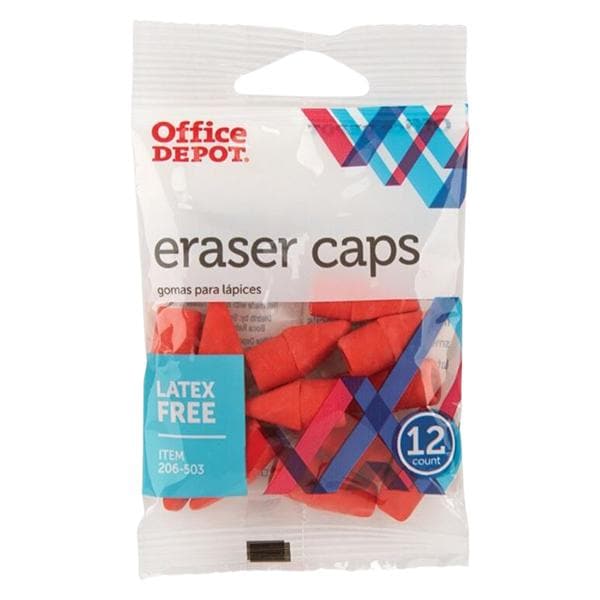 Office Depot Brand Eraser Caps Red 12/Pack 12/Pk