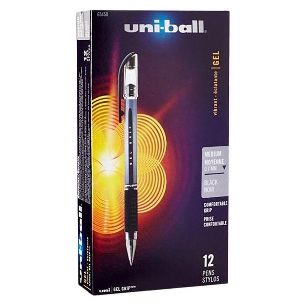 uni-ball Gel Grip Pen Medium Point 0.7 mm Black 12/Pack 12/Pk