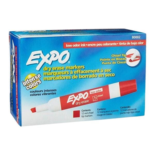 EXPO Low-Odor Dry-Erase Markers Chisel Point Red 12/Pack 12/Pk