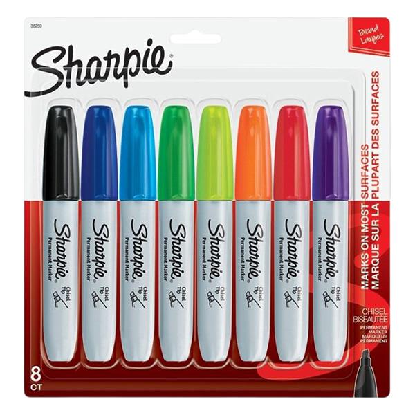 Sharpie Chisel-Tip Permanent Markers Assorted 8/Pack 8/Pk