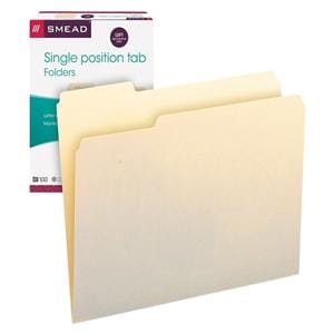 Manila File Folders Letter Size 1/3 Cut Position 1 100/Pack 100