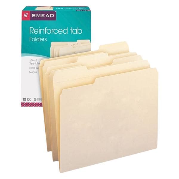 Reinforced Tab Manila File Folder Letter Size 1/3 Cut 100/Box 100/Bx