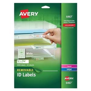 Avery Removable Labels 1/2 in x 1 3/4 in White 200/Pack 2000/Bx