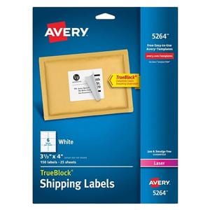 Avery White Laser Shipping Labels 3 1/3 in x 4 in 150/Pack 150/Pk