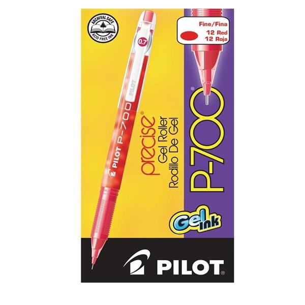 P-700 Gel Ink Rollerball Pen Fine Point 0.7 mm Red 12/Pack 12/Pk