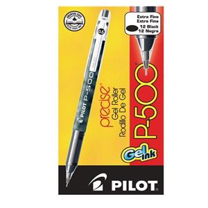 P-500 Gel Ink Rollerball Pen Extra Fine Point 0.5 mm Black 12/Pk