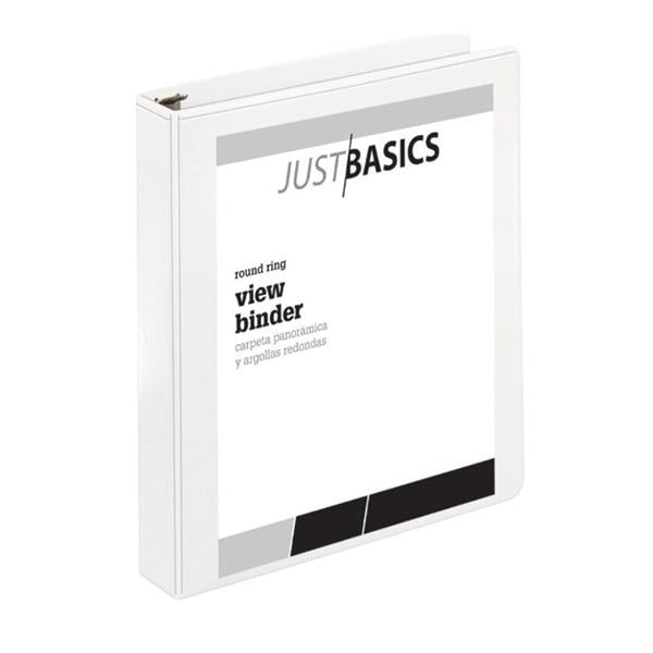 Just Basics Basic Round-Ring View Binder 1 1/2 in Rings White 1/PK