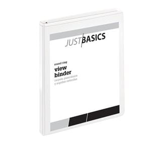 Just Basics Basic Round-Ring View Binder 1/2 in Rings White 1/PK