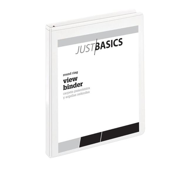 Just Basics Basic Round-Ring View Binder 1/2 in Rings White 1/PK