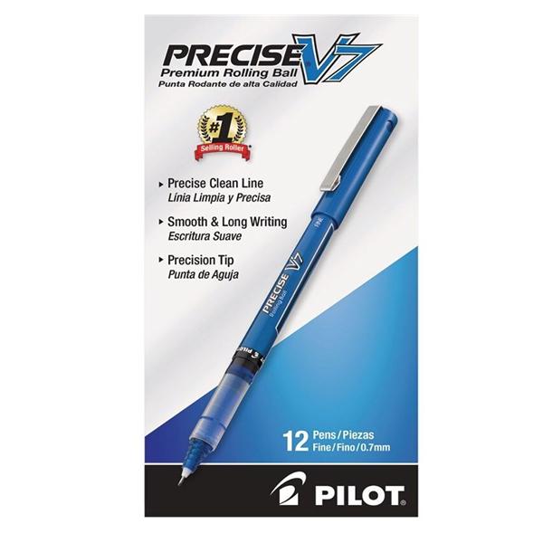 Precise V7 Rollerball Pens Fine Point 0.7 mm Blue 12/Pack 12/Pk