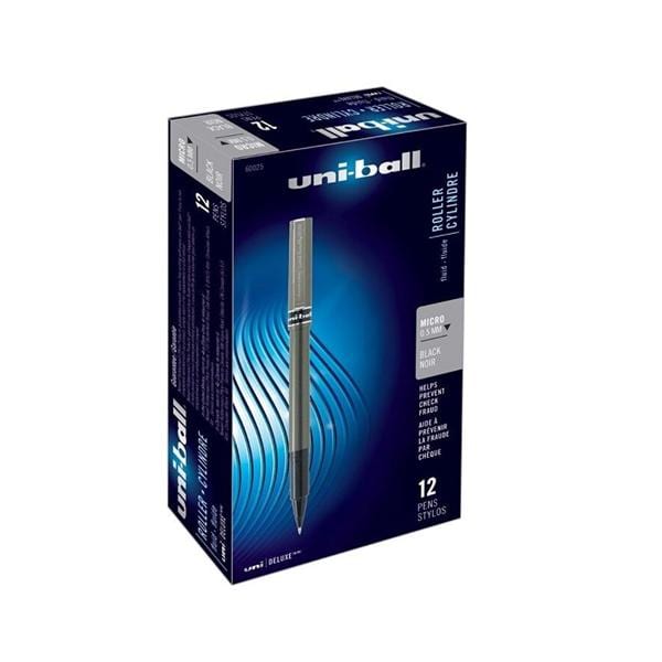 uni-ball Deluxe Rollerball Pen Micro Pt 0.5 mm Black 12/Pack 12/Pk