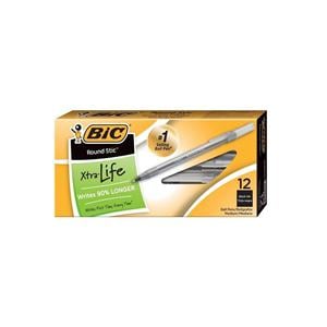 BIC Ballpoint Pen Medium Point 1.0 mm Translucent Barrel Black 12