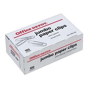 Office Depot Brand Paper Clips Jumbo Silver 100/Box 100/Bx