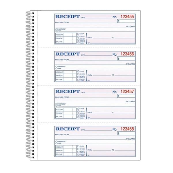 Adams Carbonless 2-Part Spiral Money/Rent Receipt Book 200 Sheets 1/PK