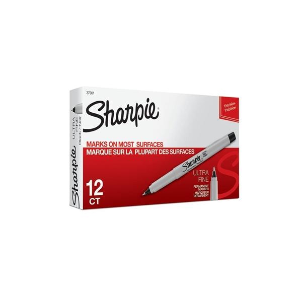 Sharpie Permanent Ultra-Fine Point Markers Black 12/Pack 12/Pk