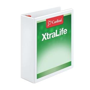 Cardinal XtraLife Locking Slant-D Ring Binder 3 in Rings White 1/PK