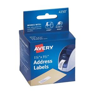 Thermal Address Labels 1 1/8 in x 3 1/2 in White 260/Box 260/Bx