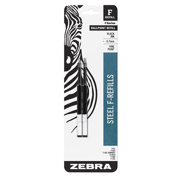 Zebra Ballpoint F-Refills Fine Point 0.7 mm Black 2/Pack 2/Pk