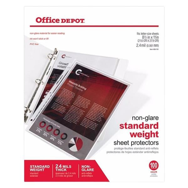 Top-Loading Sheet Protectors Standard Weight Non-Glare 100/Box 100/Bx