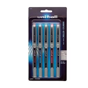 uni-ball Vision Rollerball Pen Fine Point 0.7 mm Assorted 5/Pack 5/Pk