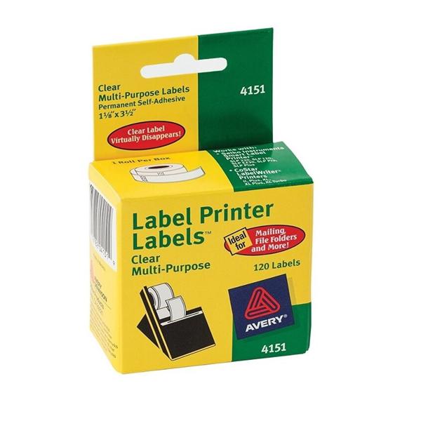 Thermal Address Labels 1 1/8 in x 3 1/2 in Clear 120/Box 120/Bx