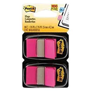 Post-it Flags 1 in x 1 7/10 in Neon Pink 50 Flags/Pad 2 Pads/Pack 2/Pk