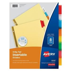 Insertable Tab Dividers 8-Tab Buff Paper Assorted 1/PK