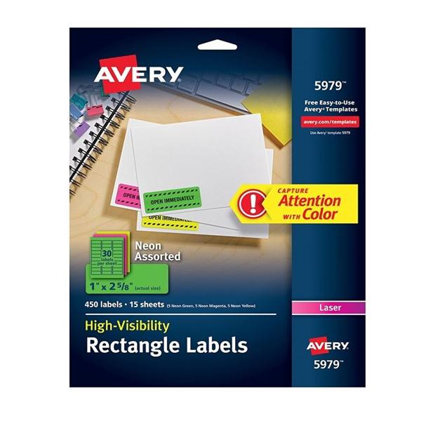 Laser Address Labels 1 in x 2 5/8 in Assorted 450/Pack 450/Pk