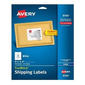 Avery White Inkjet Shipping Labels 3 1/3 in x 4 in 150/Pack 150/Bx