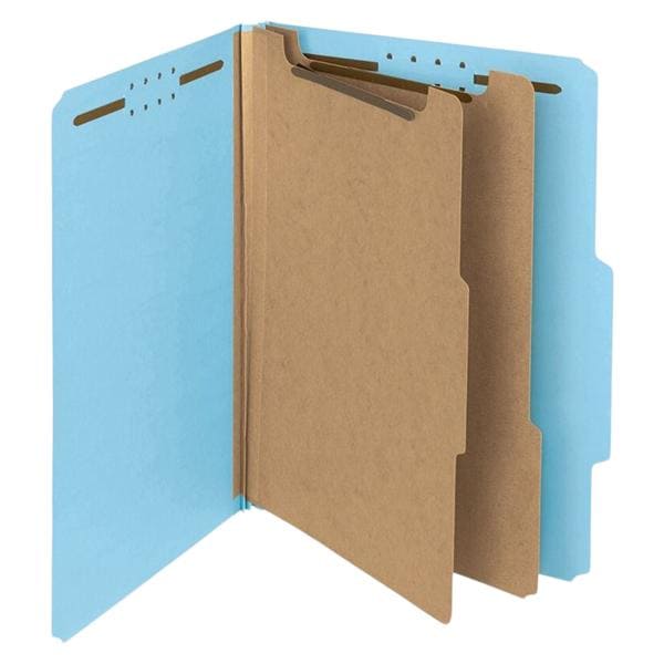 Classification Folders 2 Dividers Letter Size Blue 5/Pack 5/Pk