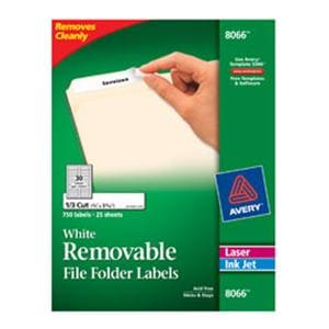 Removable Inkjet File Folder Labels, 2/3" x 3 7/16", White 750/Pk