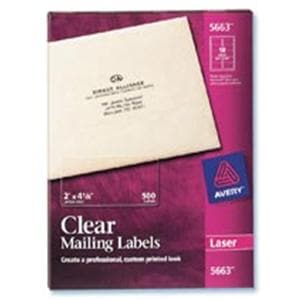 Avery Easy Peel Clear Laser Mailing Labels 2" x 4" Box Of 500 500/Bx