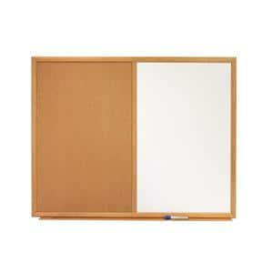 Dry-Erase/Cork Bulletin Board 2 ft x 3 ft Oak Frame/Natural Cork 1/PK