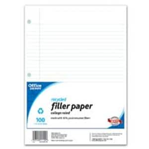 Notebook Filler Paper 3-Hole Punched 11 in x 8.5 in 100 Sheets 100/Pk