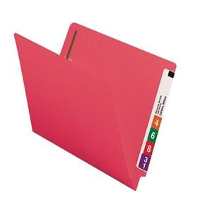 End-Tab Folder w/ Fasteners Letter Size Red 50/Pack 50/Bx