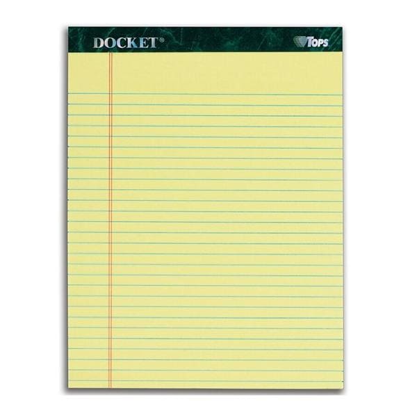 Tops Docket Legal Ruled Pads 8.5 in x 11.75 in 50 Sheets Canary 12/Pk