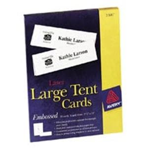 Avery Inkjet/Laser Lg Embossed Tent Cards 11 in x 3 1/2 in White 50/Bx