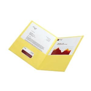 Leatherette Twin-Pocket Portfolios Yellow 10/Pk