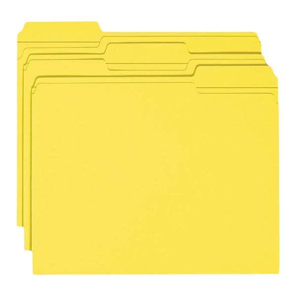 Color File Folder Letter Size 1/3 Cut Yellow 100/Box 100/Bx