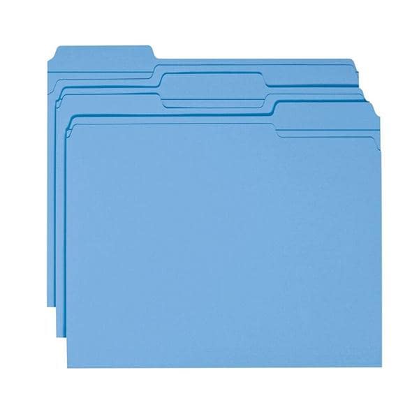 Color File Folder Letter Size 1/3 Cut Blue 100/Box 100/Bx