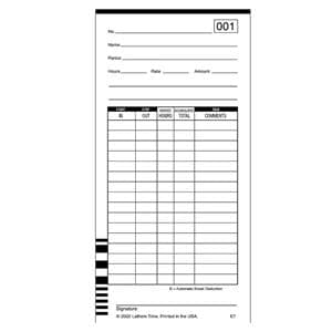 Time Cards Numbered 1-100 2-Sided 3 3/8 in x 7 1/4 in 100/Pack 100/Pk