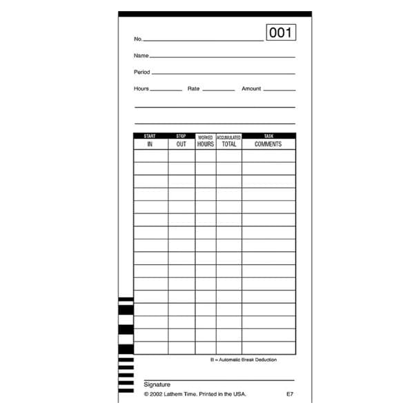 Time Cards Numbered 1-100 2-Sided 3 3/8 in x 7 1/4 in 100/Pack 100/Pk