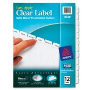 Avery Index Maker Clear Label Dividers With White Tabs 12-Tab 12 Tab