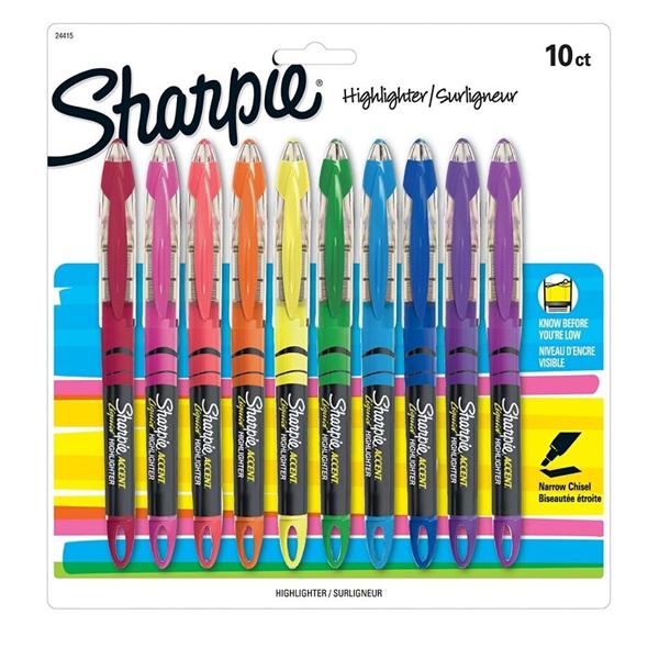 Sharpie Liquid Accent Pen-Style Highlighters Assorted 10/Pack 10/Pk